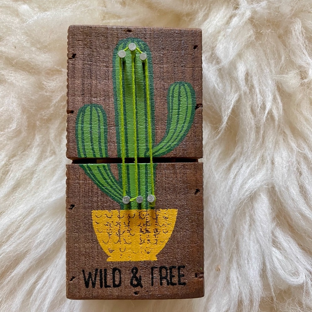 Wild & Free - Vibrant Green and Yellow Cactus Decor Accent